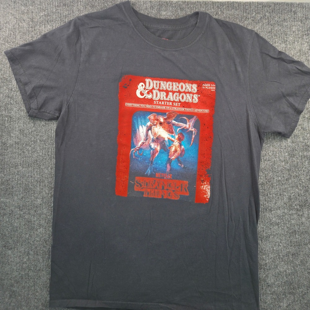 Stranger Things Dungeons & Dragons T-Shirt Mens Medium Black Retro Graphic Tee